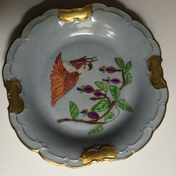 Vintage 1967 Schwarzenhammer Bavaria Germany 13” Cabinet Plate hand painted gold - Picture 1 of 7